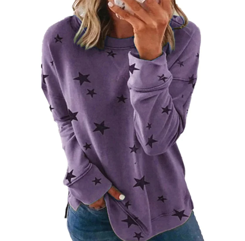 Uveng Loose Oversized Long Sleeves T-shirt Printed Sweaters