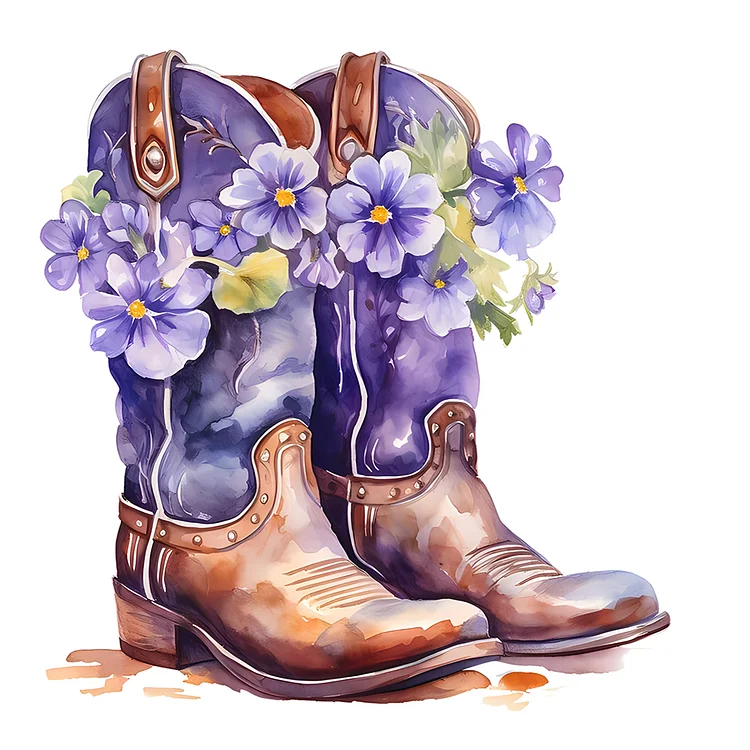 Cowboy Boots Bouquet 30*30CM (Canvas) Full Round Drill Diamond Painting gbfke