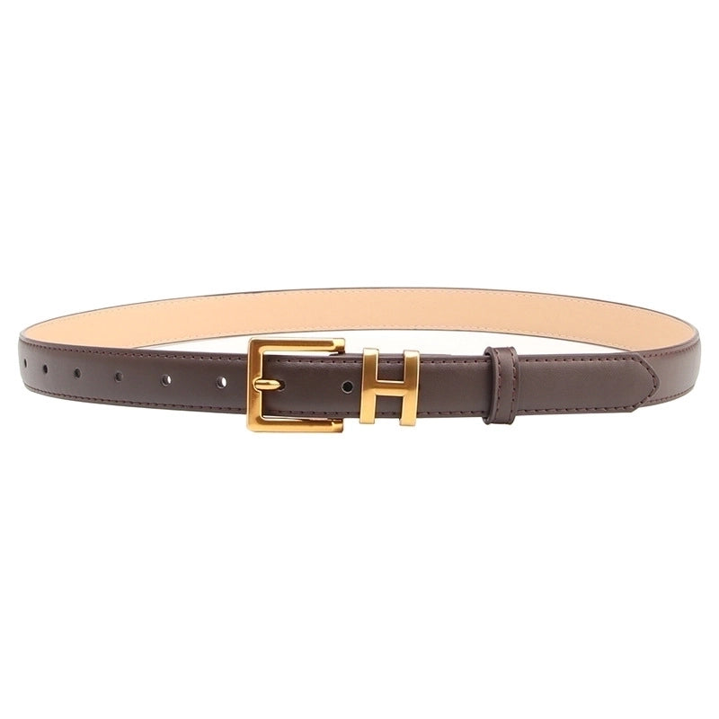 Minimalist Solid Color Pu Leather Alloy Women’s Leather Belts 1 Piece
