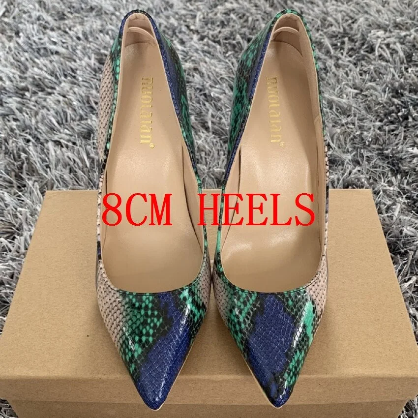 New fashion woman shoes snake printing party wedding shoes big size 35-42 sexy pointed toe female high heels pumps women shoes