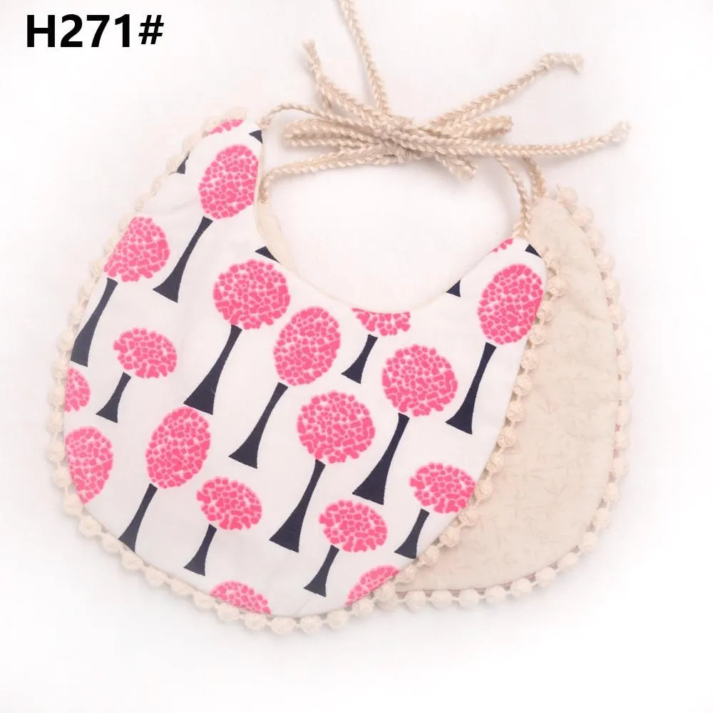 2020 Brand New Infant Baby Girl Boy Bib Kid Toddler Dinner Feeding Tassel Double-deck 100% Cotton Linen Burp Cloths Saliva towel