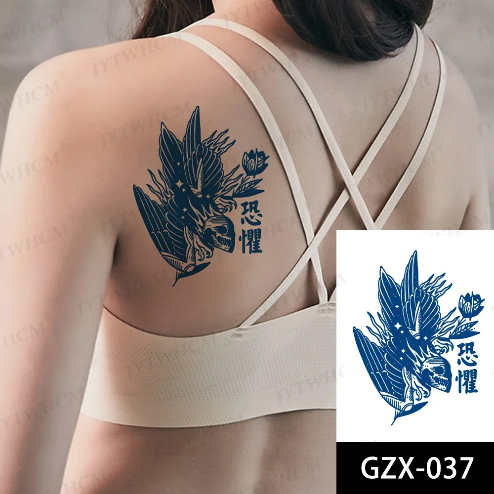 Sdrawing Stickers Semi-permanent Plant Lasting Tattoo Blue Henna Lace Flower Arm Non-reflective Herbal Juice Tattoo Waterproof