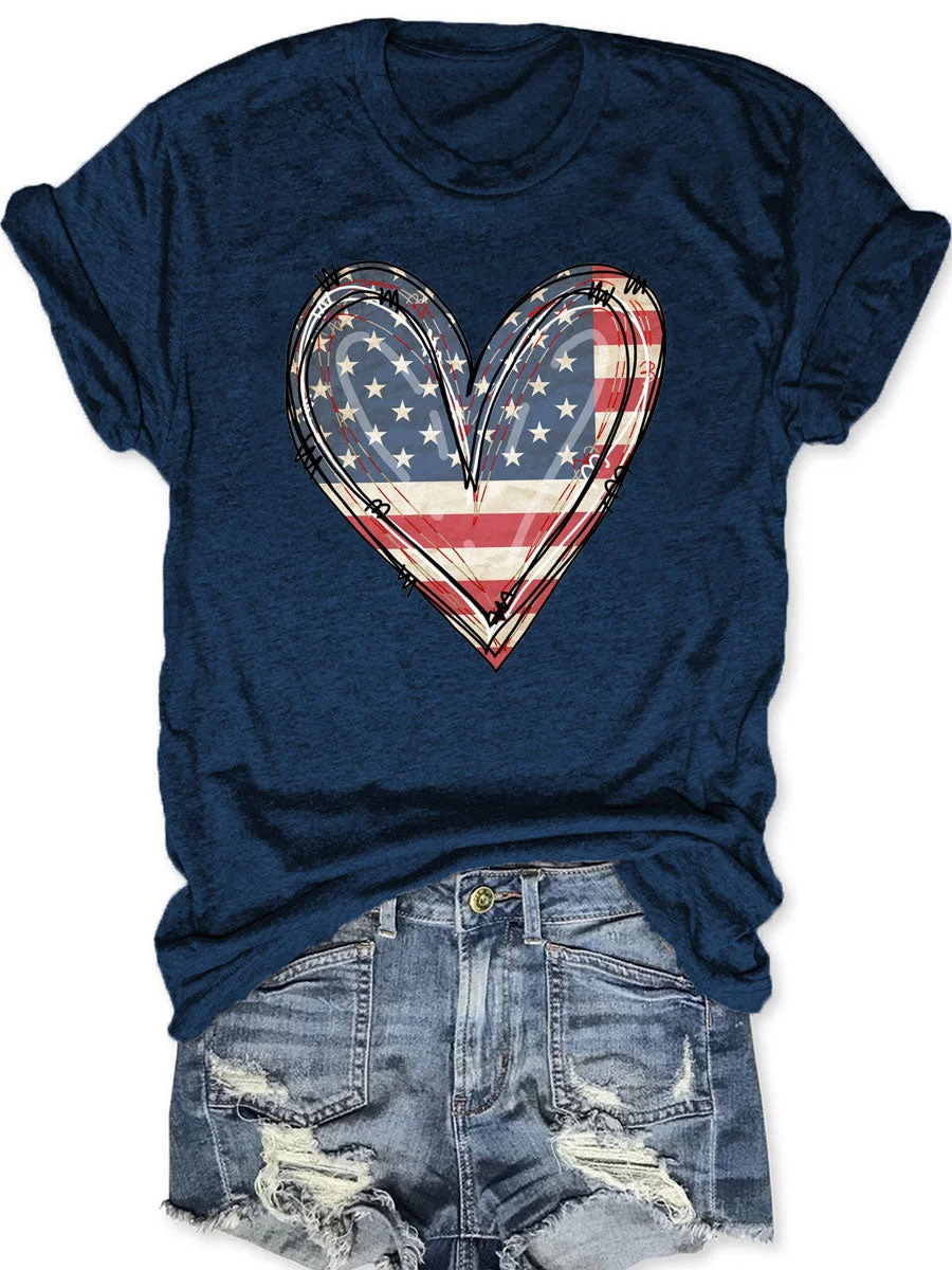 America Flag Heart T-shirt