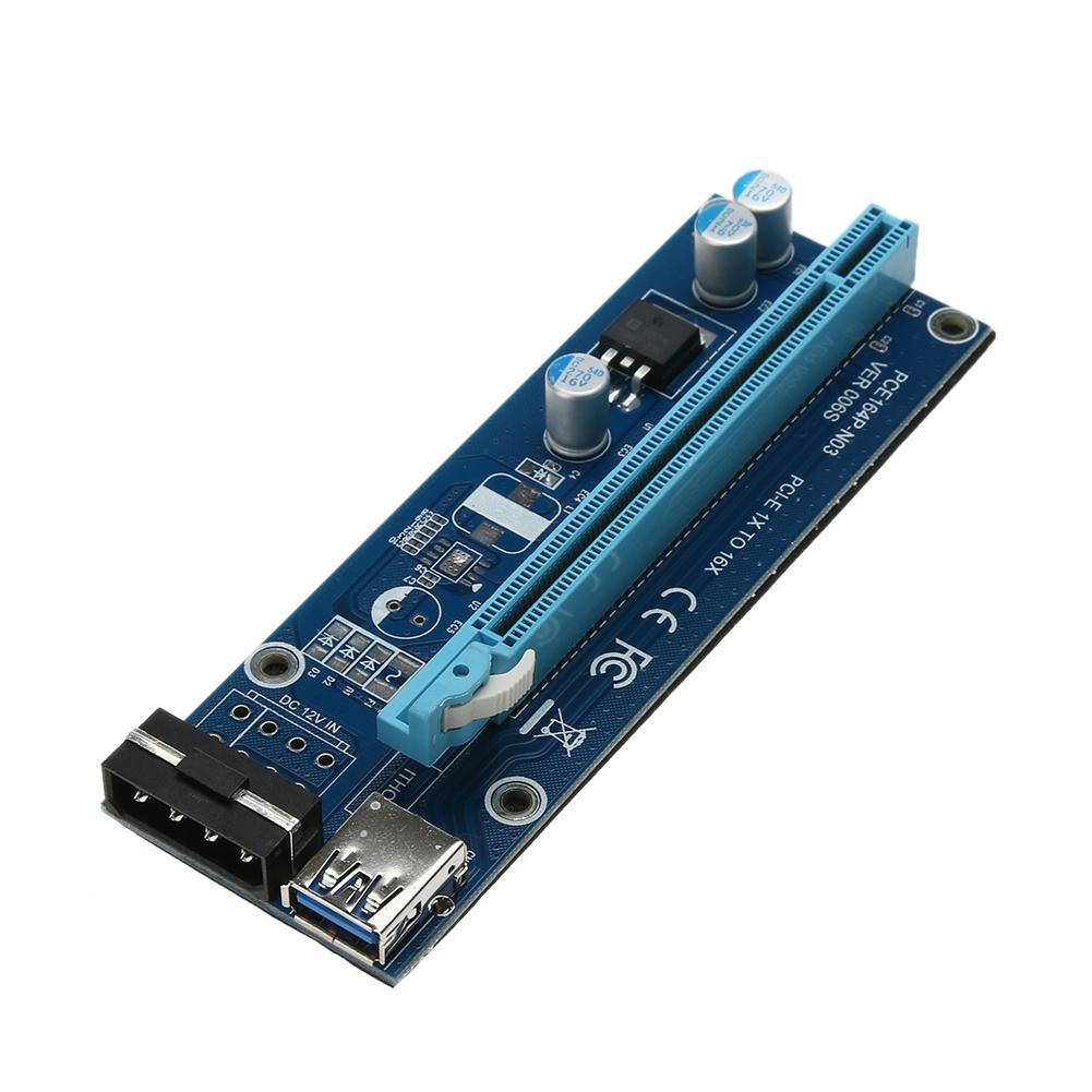 

USB 3.0 PCI-E Express 1x to16x Extender Riser Card Adapter SATA Power Cable, 501 Original