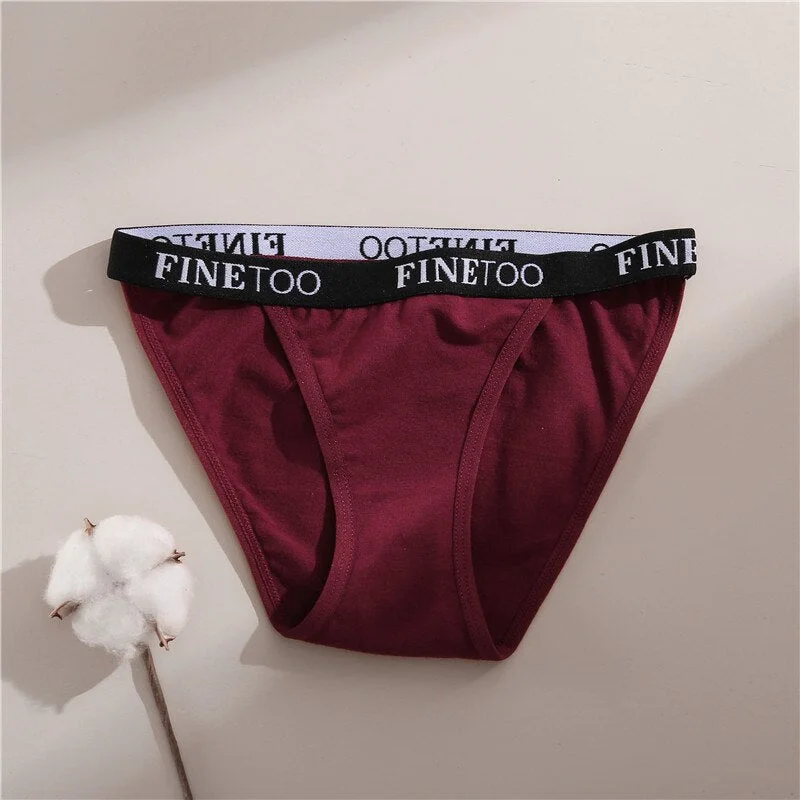 FINETOO Letter Cotton Panties Women M-XL Low-rise Underpants Ladies Briefs Soft Underwear Female Lingerie Comfortable Panty 2021