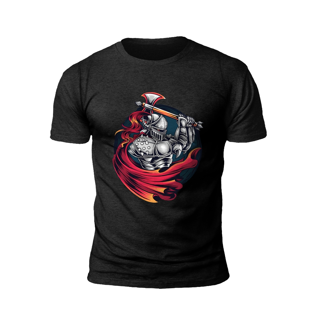 Flaming Warrior: Knight in Armor Graphic t-shirt
