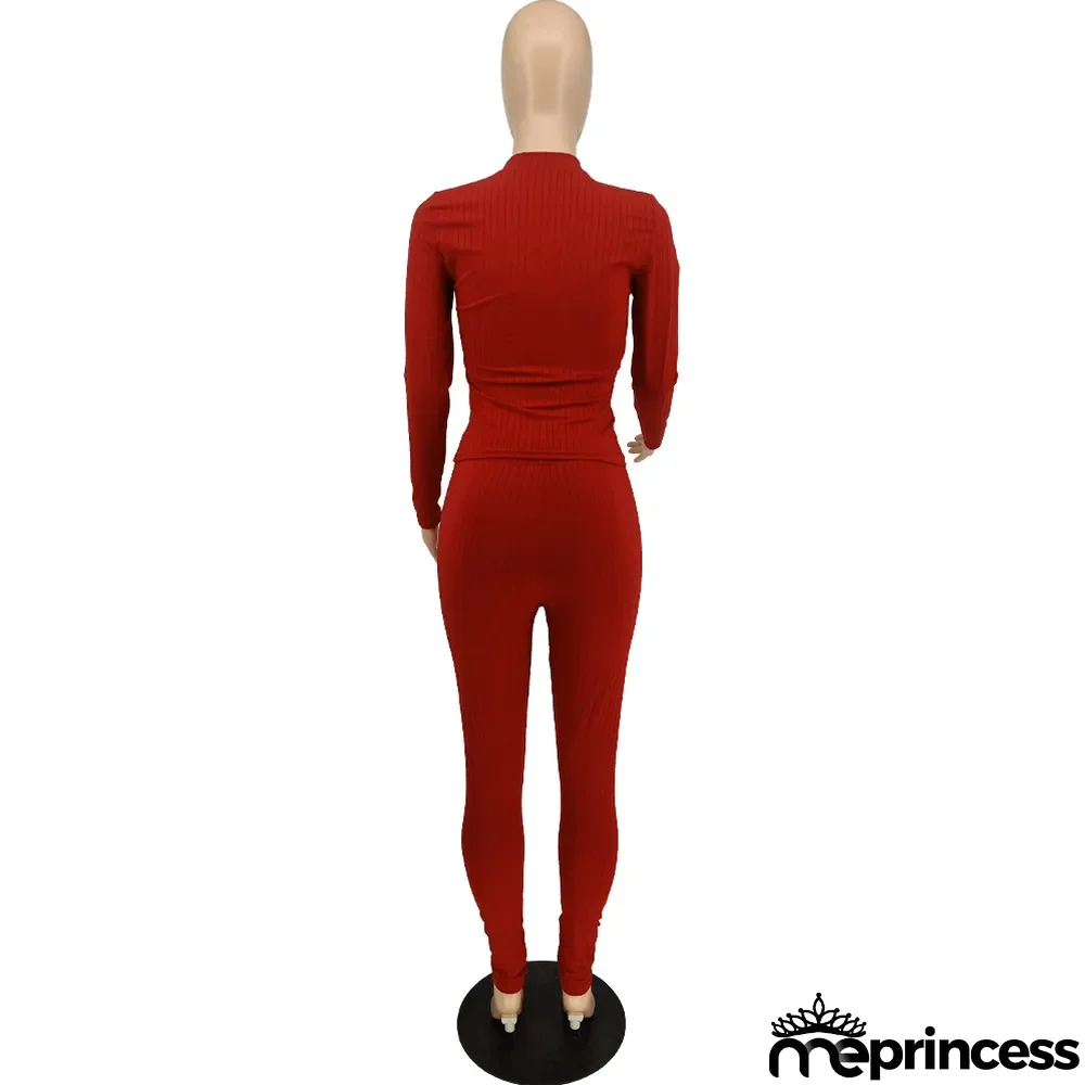 Solid Color Printed Tight-fitting Pit Strip Two-piece Set