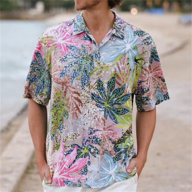 Men's Leaf Polka Dot Art Summer Style Shirt