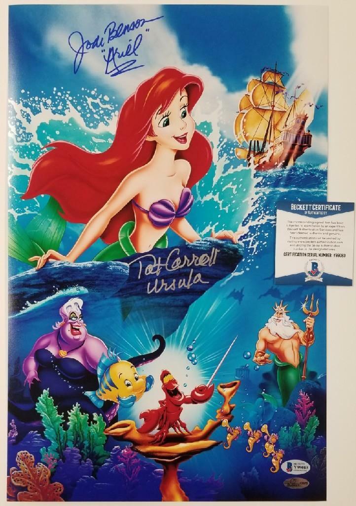 Jodi Benson & Pat Carroll signed Little Mermaid 11x17 Photo Poster painting ~ Beckett BAS COA