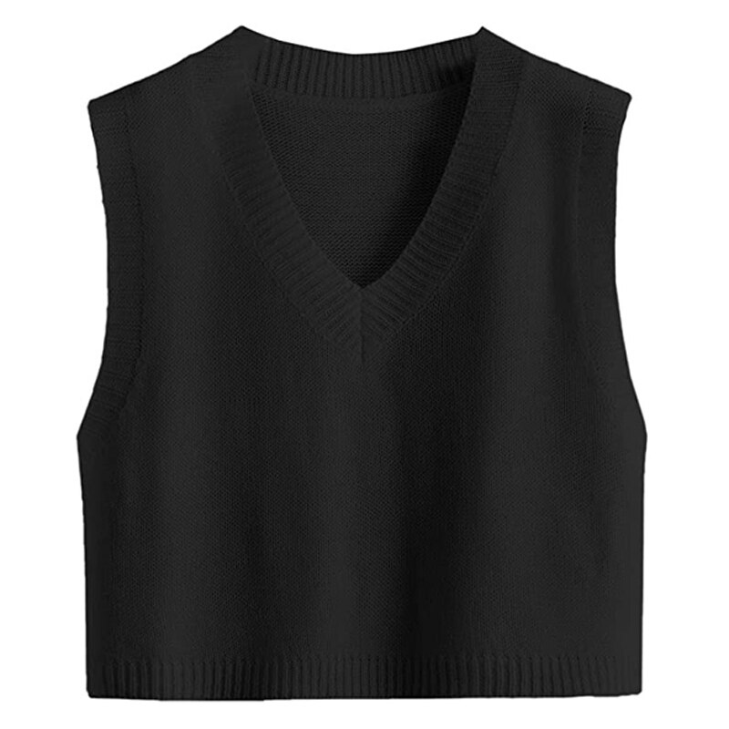 Autumn Women's V Neck Short Sleeveless Sweater Vest