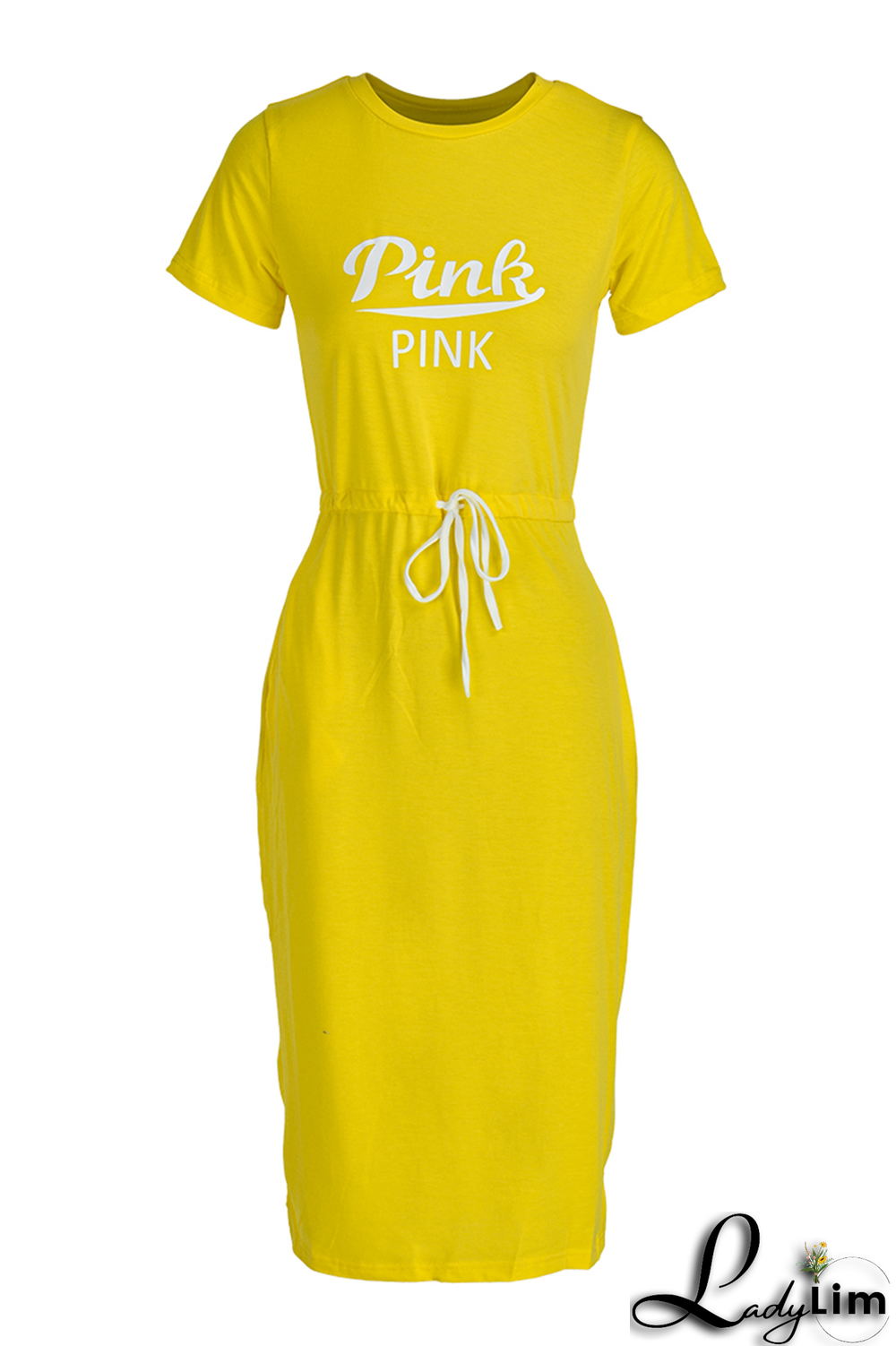 Green Casual Print Letter O Neck Waist Skirt Dresses