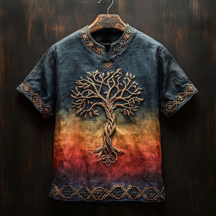 Men's Celtic Knot Tree Of Life Gradient Vintage Shirt