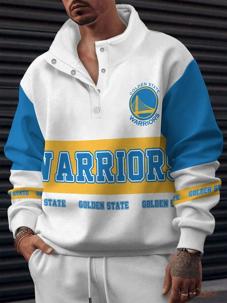 Golden State Warriors  2025 New Design Casual Snap Mockneck Pullover