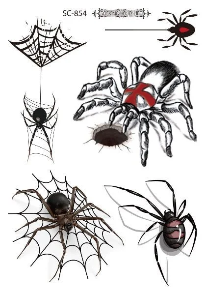 3D Spider Tattoo Stickers Temporary Tatoo Stickers For Halloween Fake Tatto Body Art Tatuajes Joke Tatouage Temporaire