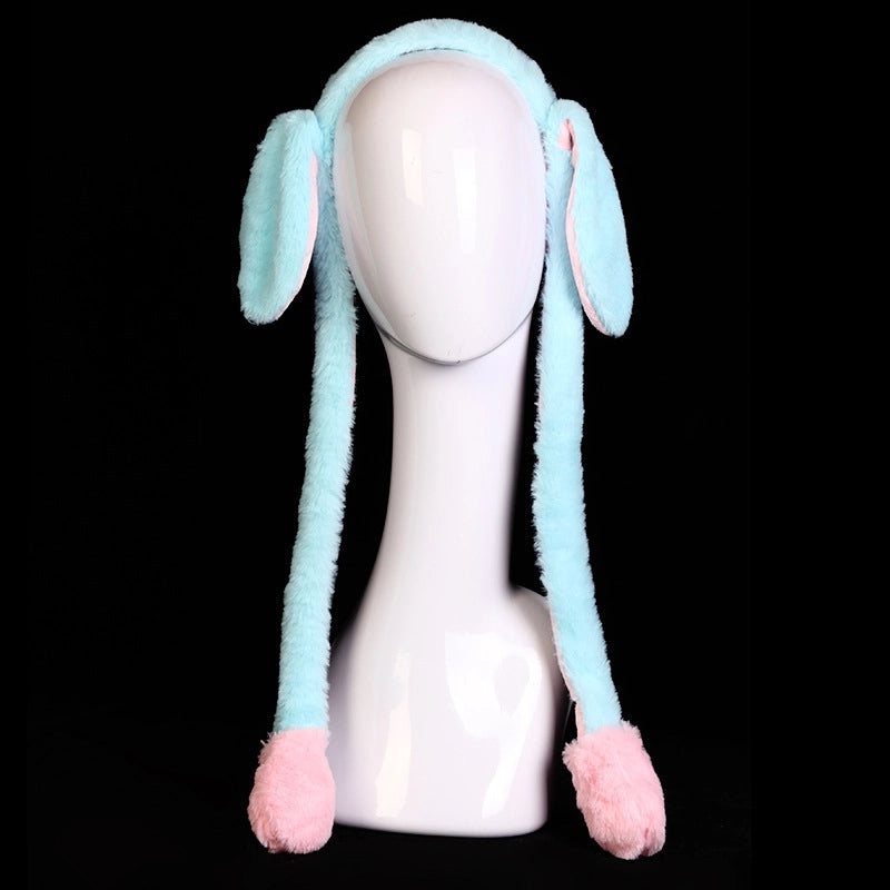 In Stock Hot Sale TikTok Moving Rabbit Ears Headband Pinch Ears Moving LED Light Cute Airbag Cap
