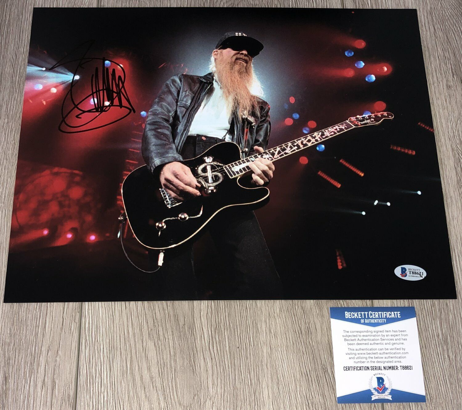 BILLY GIBBONS SIGNED AUTOGRAPH ZZ TOP 11x14 Photo Poster painting w/PROOF & BECKETT BAS COA