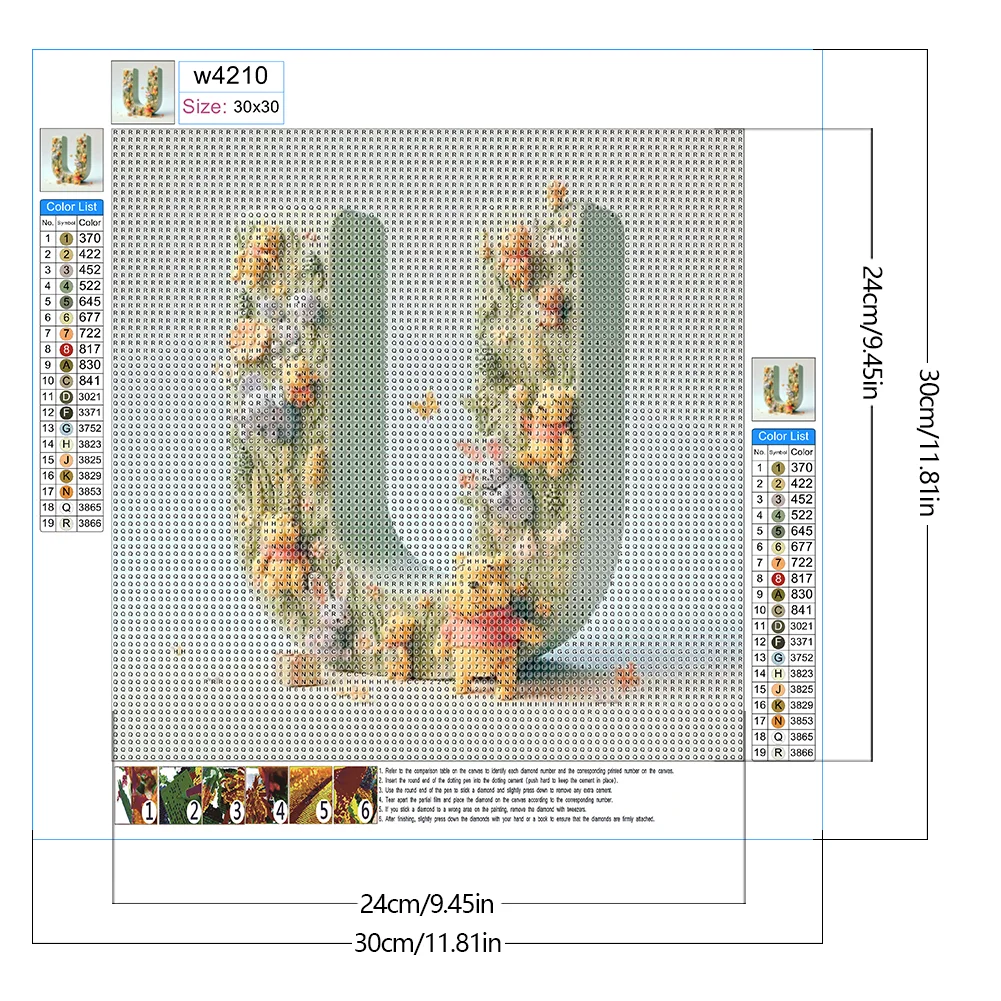 Full Round Diamond Painting 30*30cm - Winnie The Pooh'S 26 Letters U