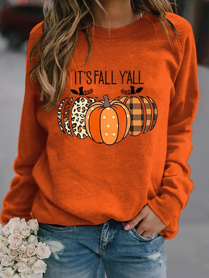 It's Fall Y'all Print Casual Sweatshirt