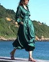 Resort Satin Tie Shirt Dress