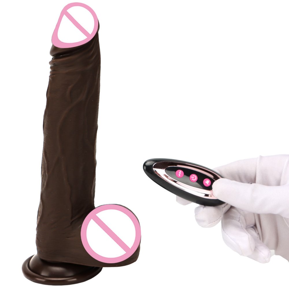 Heating Automatic Telescopic Vibrating Premium Silicone Realistic Dildo 