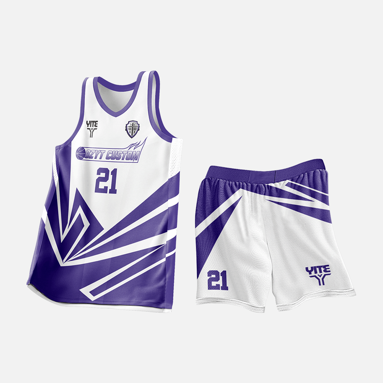 YITE | XL25-014- White And Purple Basketball Uniforms