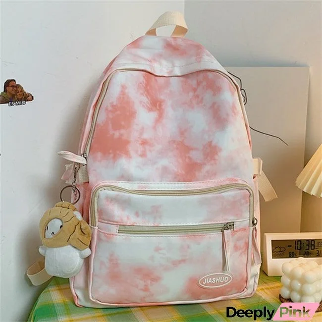 Women Cute Style Tie Dye Printed Backpack Without Pendant