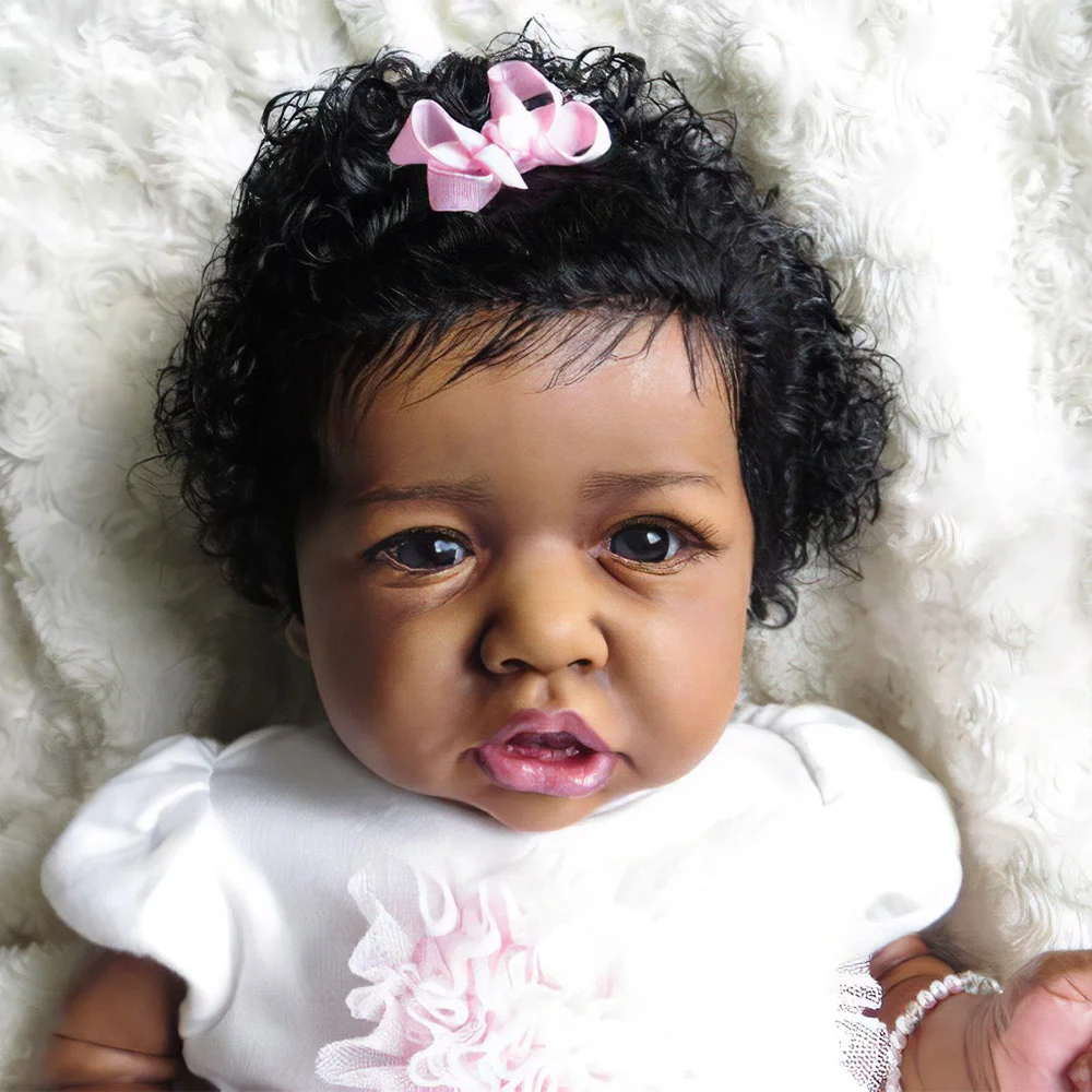 African American Black Reborn Baby Doll Girl, Soft Silicone Babies, Full Silicone 12'' Handmade Mini Toddler Clever Lucinda -Creativegiftss® - [product_tag] RSAJ-Creativegiftss®