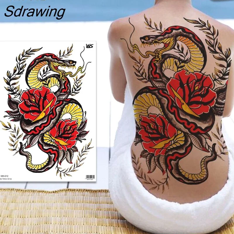 Sdrawing temporary tatoo for men tattoo body art full back sexy tattoo sticker lion king tiger dragon tattoo designs waterproof new