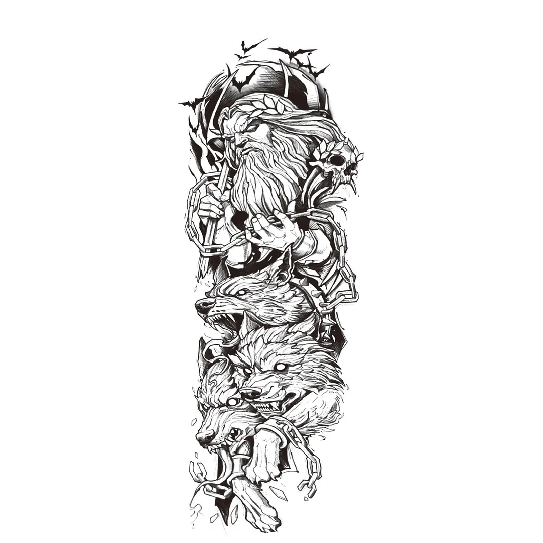 Large Arm Sleeve Tattoo Lion Crown King Rose Waterproof Temporary Tatoo Sticker Full Skull Totem Tatto