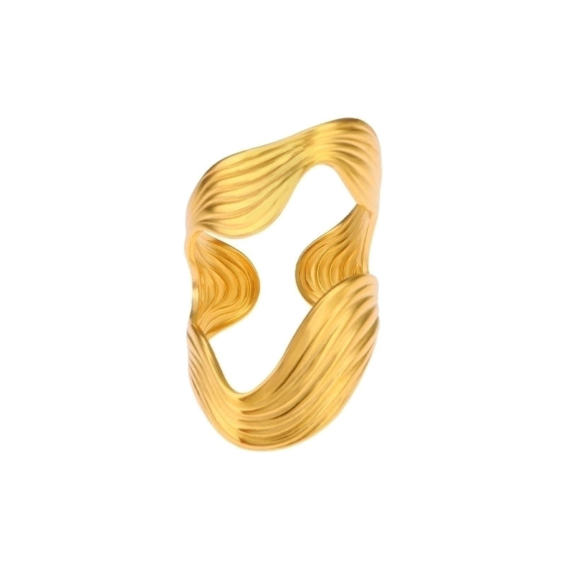 Casual Solid Color 304 Stainless Steel 18K Gold Plated Plating Open Ring