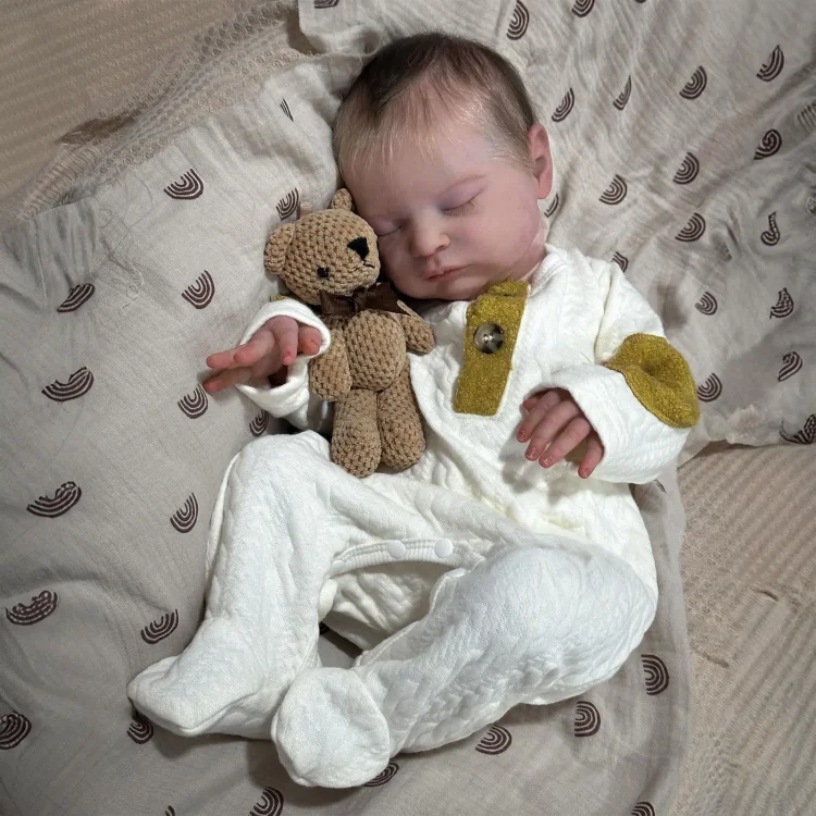  20" Lifelike Reborn Girl Baby Brown Hair Doll Serrun with Heartbeat💖 & Sound🔊 - Reborndollsshop®-Reborndollsshop®