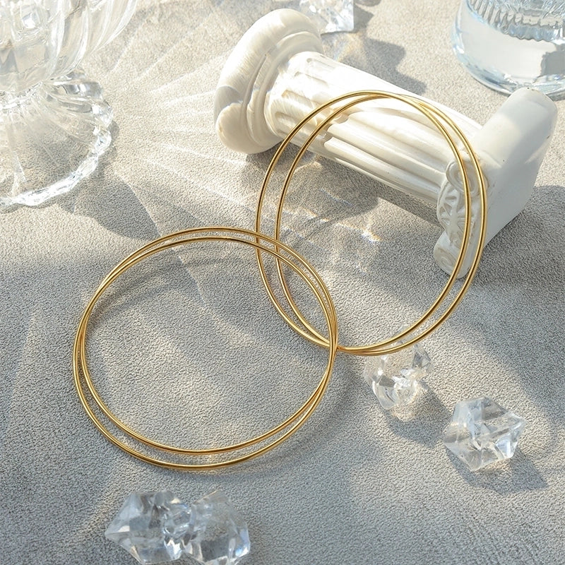 Casual Commute Round Waves 304 Stainless Steel 14K Gold Plated Bangle In Bulk