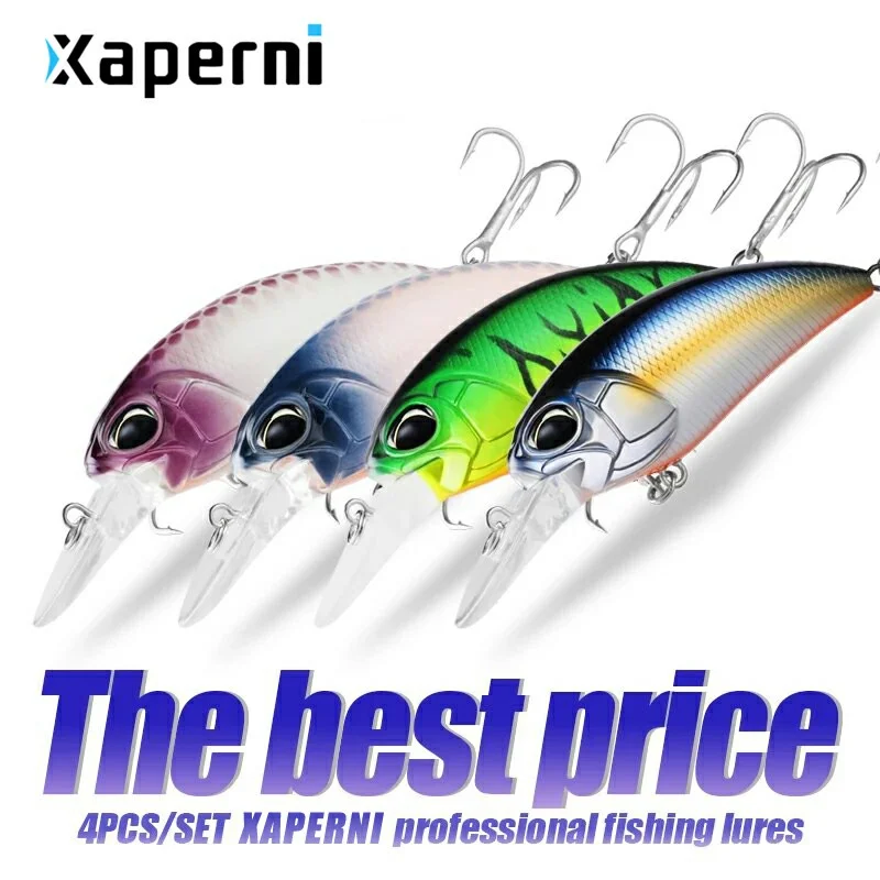 Xaperni Hot sales 4pcs/set 65mm 14g&65mm 16g dive 2-3.5m Fishing lure Floating Wobblers Hard bait Crankbait Minnow Lure