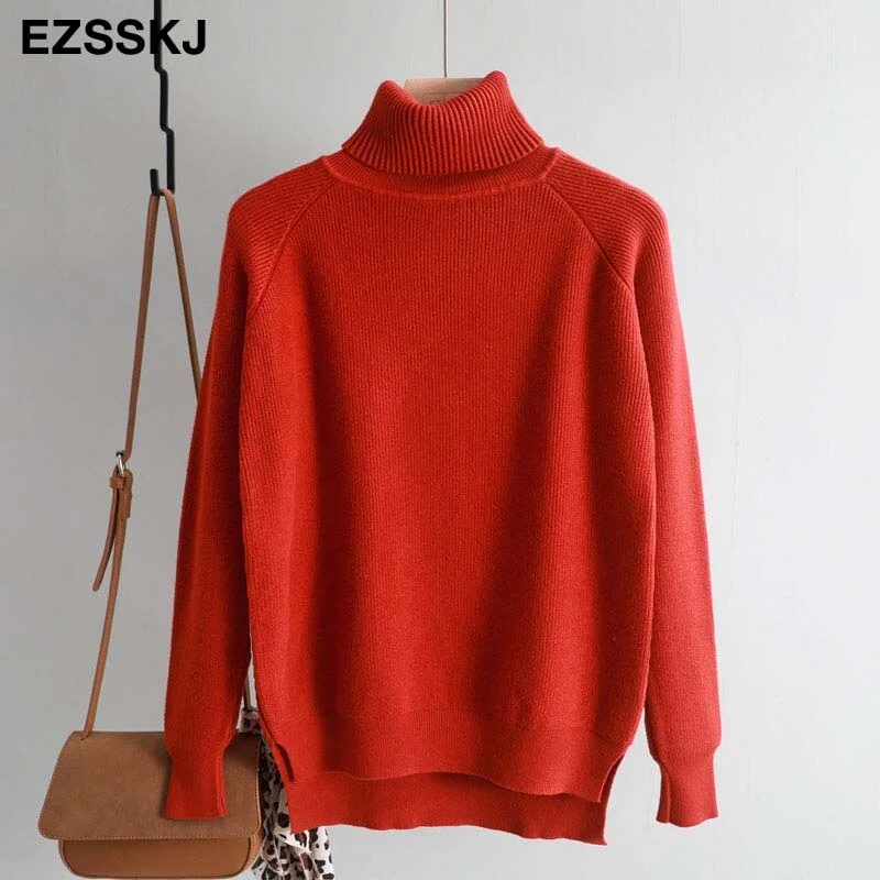 New casual thick Autumn Winter turtleneck oversize Sweater Pullover Women warm chic female loose Knitted Basic Sweaters pull