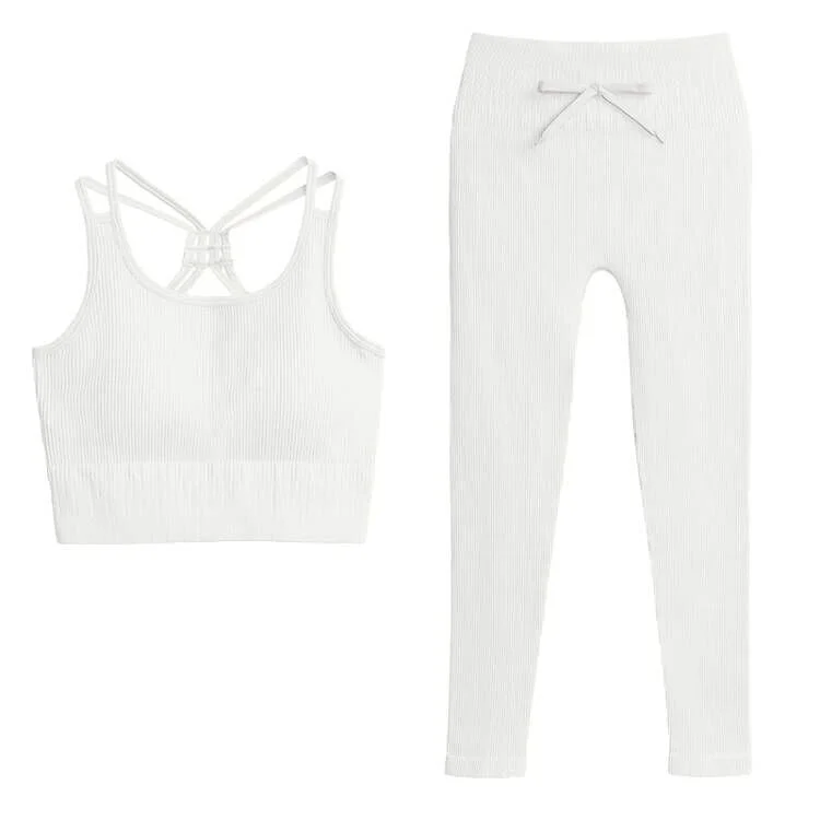 SVOKOR Sport Two Piece Sets Women Gym Tracksuits Workout 2Pcs Sexy Running Leggings Cycling Shorts Fitness Vest Short Crop Tops