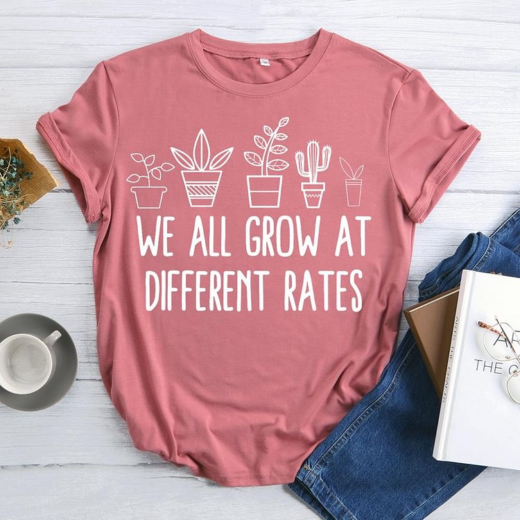 ANB - We All Grow At Different Rates Teacher Book Lovers Tee-07042