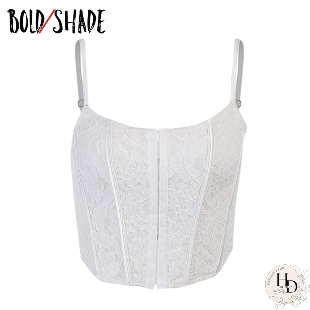 Bold Shade Y2K Lace Floral Spaghetti Strap Bustier Tops Sexy Indie Aesthetic Fashion Streetwear Women Party Corset Top Camisole