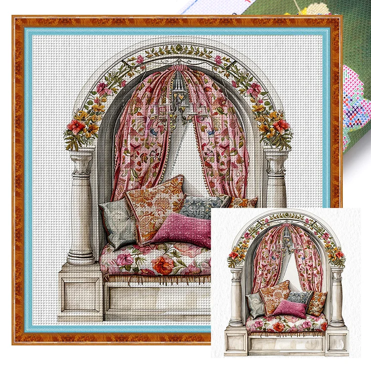 The Bay Window In The Room (50*50cm) 14CT Stamped Cross Stitch gbfke