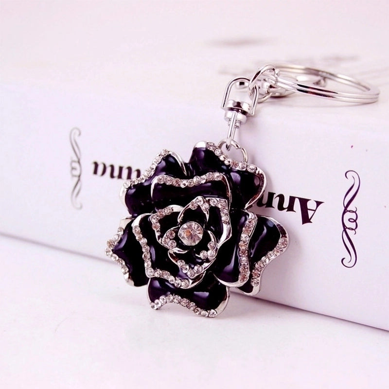 Minimalist Flower Alloy Inlay Rhinestones Women’s Keychain