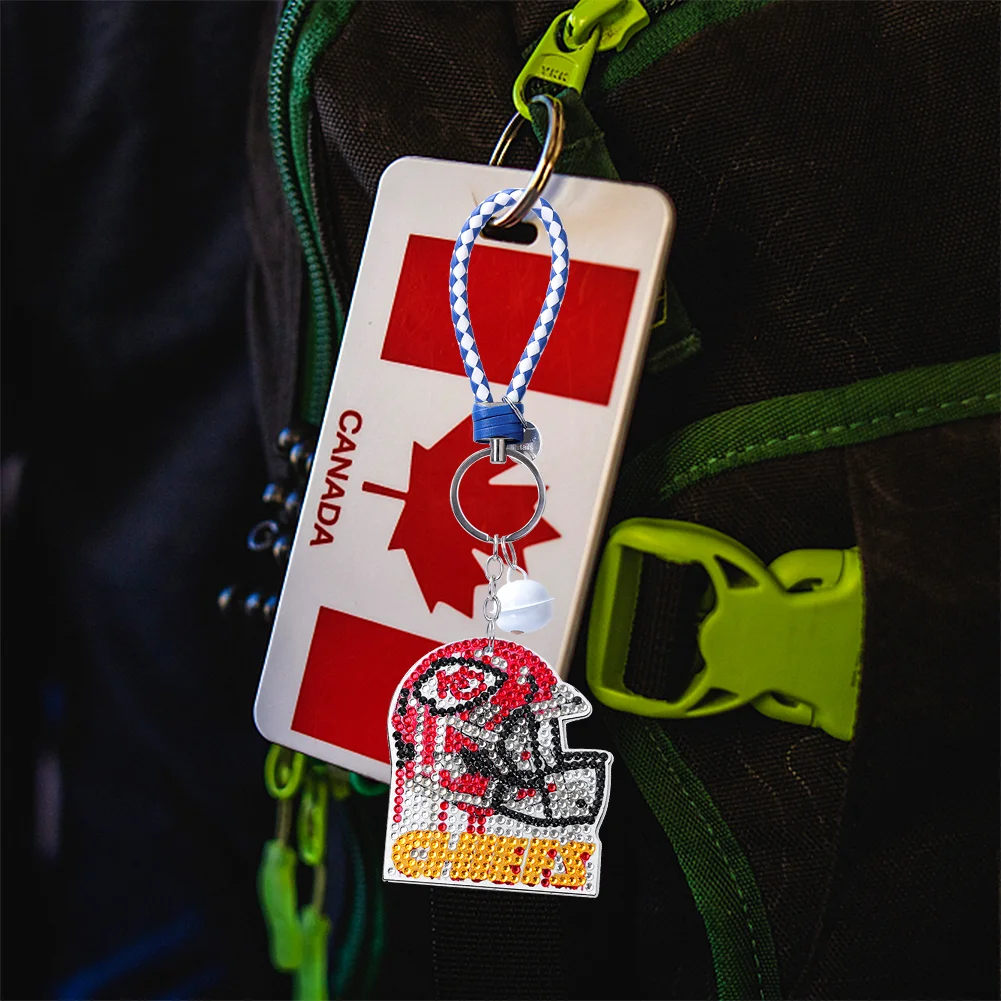 Kansas City Chiefs DIY Diamond Art Keychains Craft Rugby Team Badge Hanging Ornament(Double Sided)