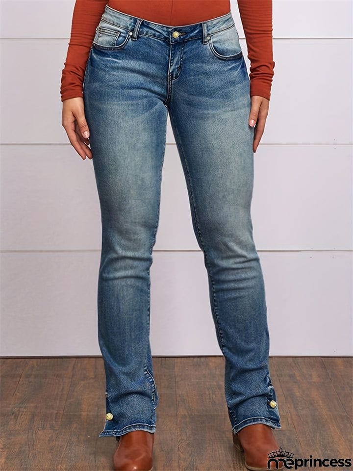 Women's Embroidered Stretch Simple Casual Jeans