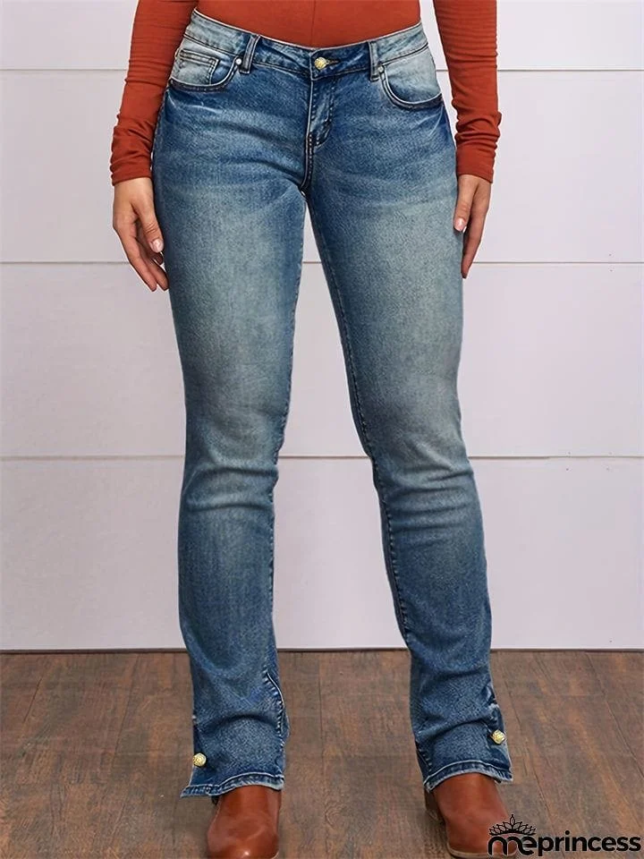 Women's Embroidered Stretch Simple Casual Jeans