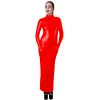 High Quality Sissy Hobble Dress Wetlook PU Leather Bodycon Maxi Dress with Gloves Man Male Sissy Pencil Dress Club Party Dress
