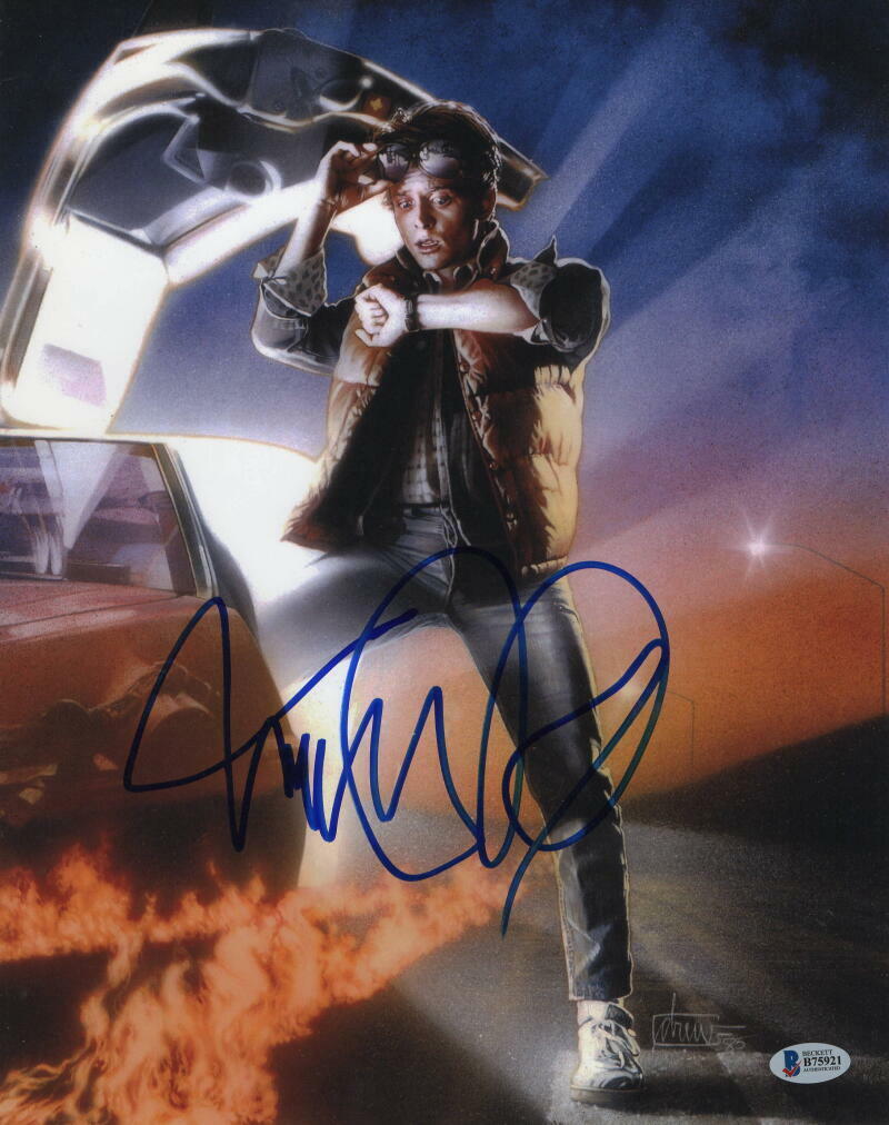 MICHAEL J FOX SIGNED AUTOGRAPH 11x14 Photo Poster painting - MARTY BACK TO THE FUTURE H BECKETT