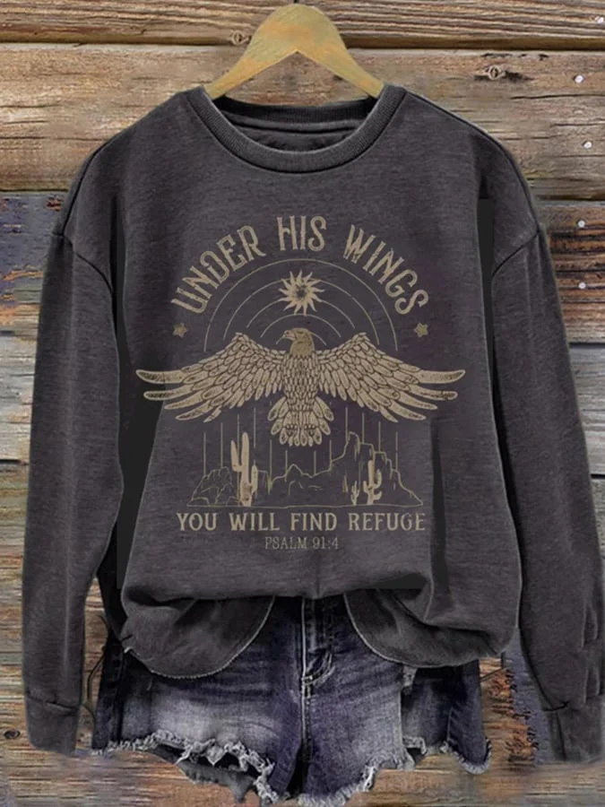 Women's Casual Boho Western Christian Graphic Print Long Sleeve Sweatshirt