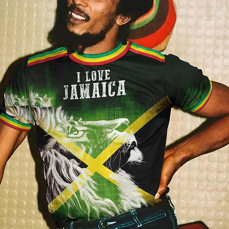 BrosWear I Love Jamaica Lion Short Sleeve T-Shirt