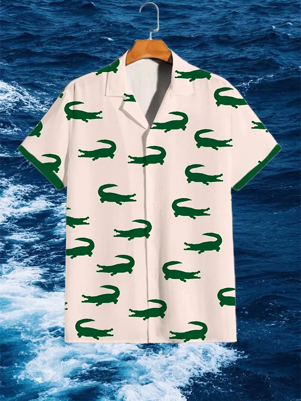 Men's Vacation Art Crocodile Print Shirt