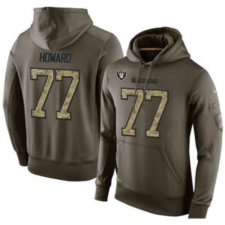 NFL Men's  Oakland Raiders #77 Austin Howard Stitched Green Olive Salute To Service KO Performance Hoodie
