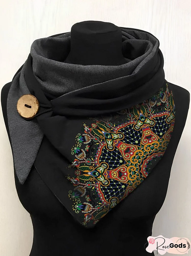 Casual Ethnic Pattern Totem Print Triangle Scarf Autumn Winter Warm Scarf