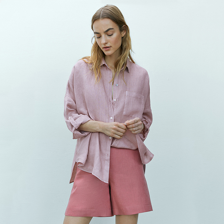 100% Flax Linen Shirt For Women-ChouChouHome
